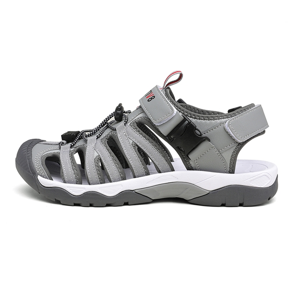 Men's Closed Toe Outdoor Hiking Sandals - GREY RED - 1
